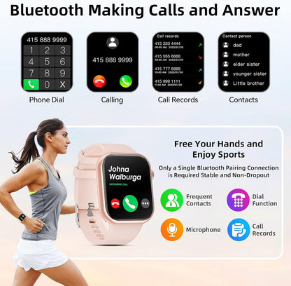 Smart Watch (Answer/Make Call) 1.85inch Fitness Tracker, DIY Dials/Pedometer/Calories/Multiple Sport Modes/Voice Assistant, Smart Watches for Men Women Android iOS Phones