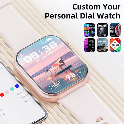 Smart Watch (Answer/Make Call) 1.85inch Fitness Tracker, DIY Dials/Pedometer/Calories/Multiple Sport Modes/Voice Assistant, Smart Watches for Men Women Android iOS Phones