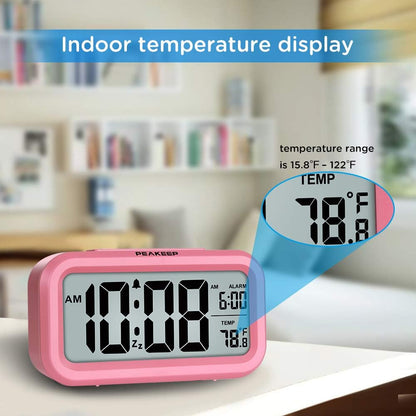 Night Light Digital Alarm Clock Battery Operated Indoor Temperature