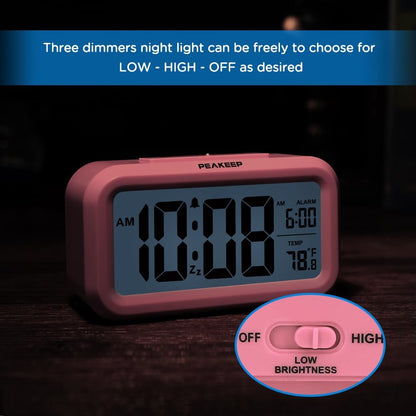 Night Light Digital Alarm Clock Battery Operated Indoor Temperature
