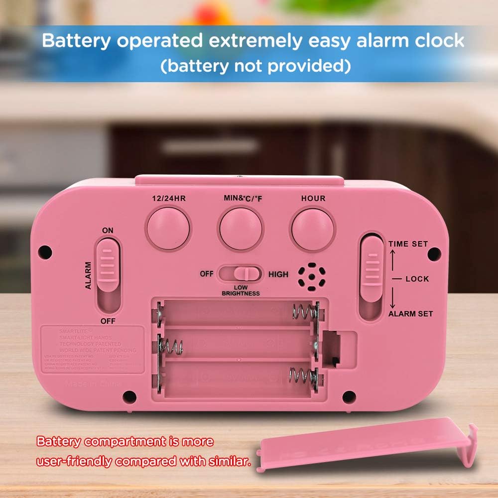 Night Light Digital Alarm Clock Battery Operated Indoor Temperature