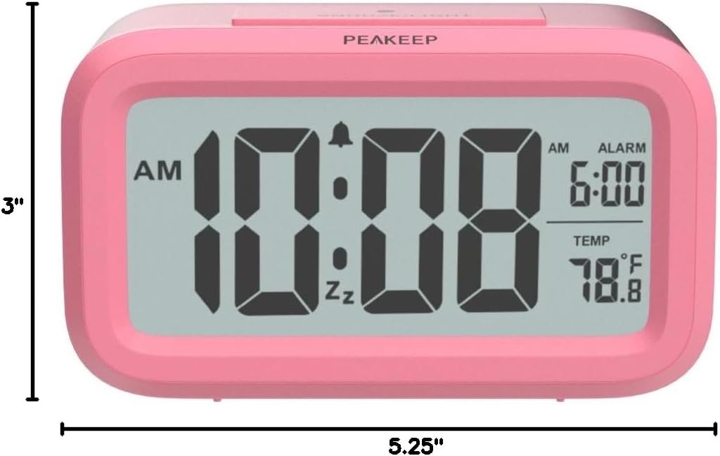 Night Light Digital Alarm Clock Battery Operated Indoor Temperature