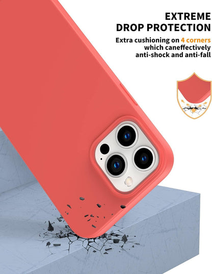 Designed for iPhone 16 Pro Case, Silicone Ultra Slim Shockproof Phone Case with Soft Anti-Scratch Microfiber Lining, [Enhanced Camera Protection] Phone Case for 16 Pro, (Peach)