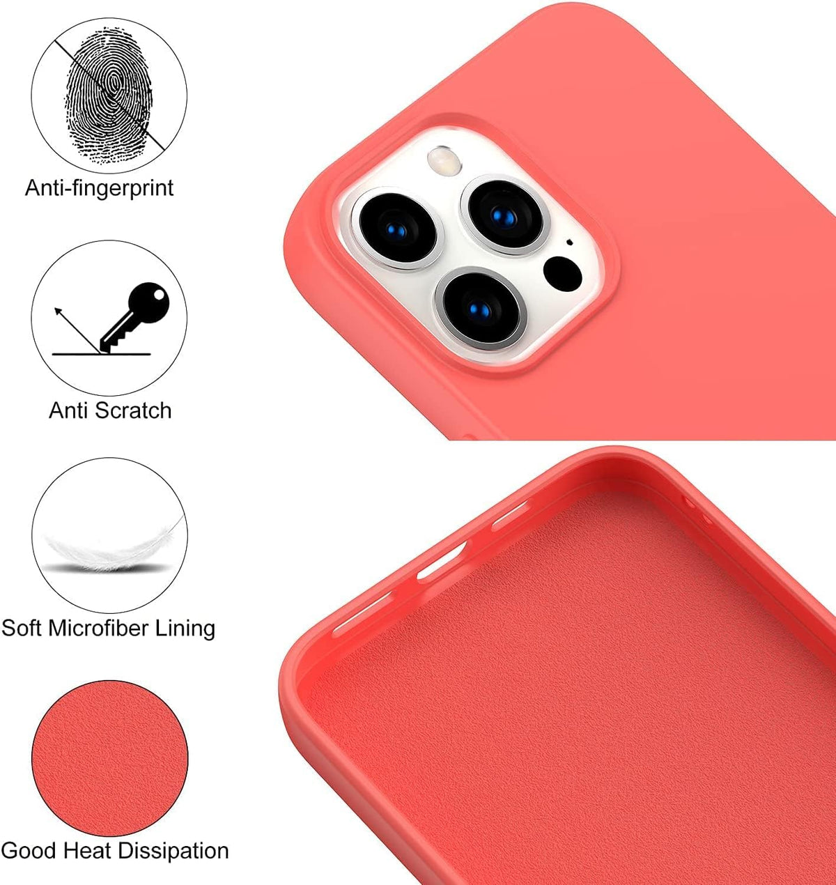 Designed for iPhone 16 Pro Case, Silicone Ultra Slim Shockproof Phone Case with Soft Anti-Scratch Microfiber Lining, [Enhanced Camera Protection] Phone Case for 16 Pro, (Peach)