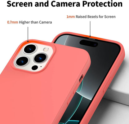 Designed for iPhone 16 Pro Case, Silicone Ultra Slim Shockproof Phone Case with Soft Anti-Scratch Microfiber Lining, [Enhanced Camera Protection] Phone Case for 16 Pro, (Peach)