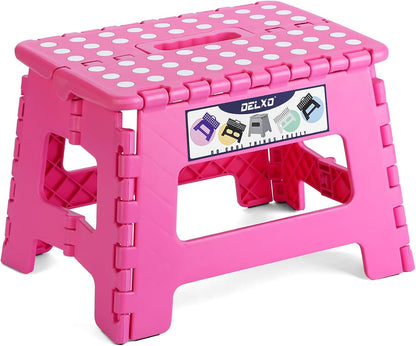 9 Inch Kids Step Stool,300 Lbs Folding Step Stool for Toddler Pink