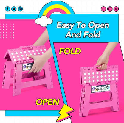 9 Inch Kids Step Stool,300 Lbs Folding Step Stool for Toddler Pink