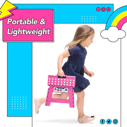 9 Inch Kids Step Stool,300 Lbs Folding Step Stool for Toddler Pink