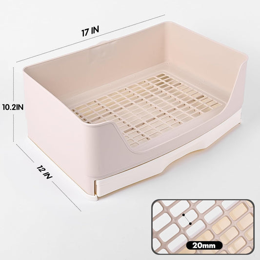 Large Rabbit Litter Box Bunny Potty Training Corner Litter Pan with Drawer Comes with Liners Rabbit Pee Pads, Small Animal Bedding Toilet for Adult Guinea Pig, Ferret, Hamster, Bunnies
