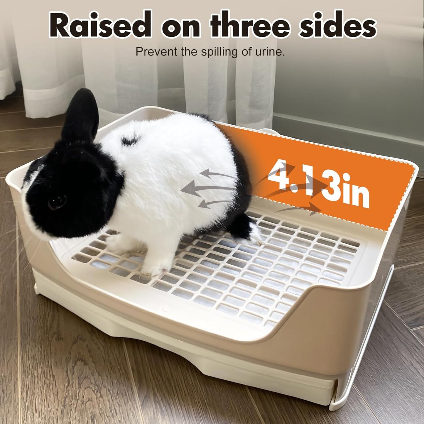 Large Rabbit Litter Box Bunny Potty Training Corner Litter Pan with Drawer Comes with Liners Rabbit Pee Pads, Small Animal Bedding Toilet for Adult Guinea Pig, Ferret, Hamster, Bunnies