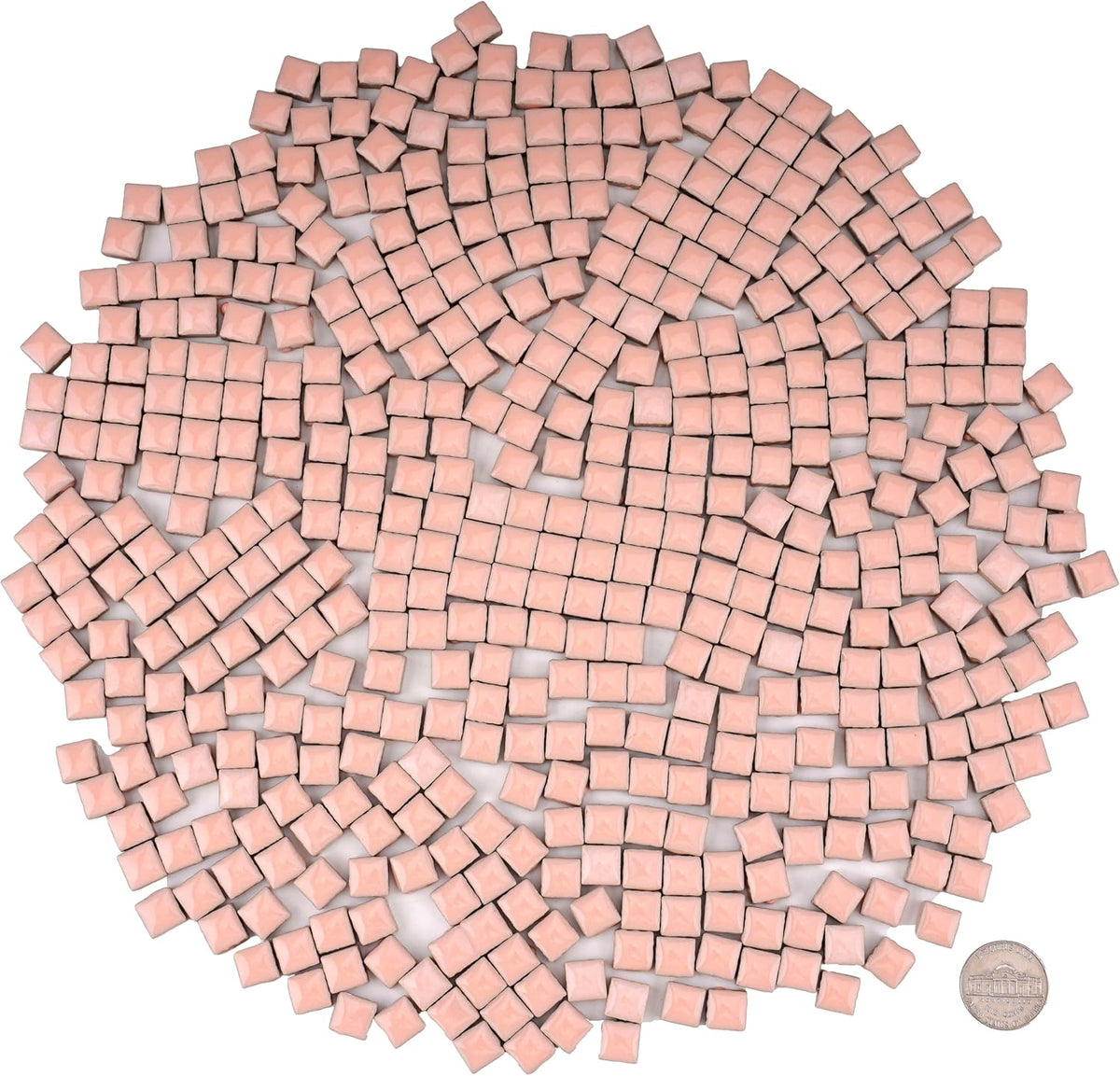 Ceramic Square Mosaic Tiles for Crafts, 10mm (3/8 in) Small Tiles for Detailed DIY Crafts & Frames, Essential Mosaic Supplies - 1 lb/Approx 450 Pcs (Blush Pink)