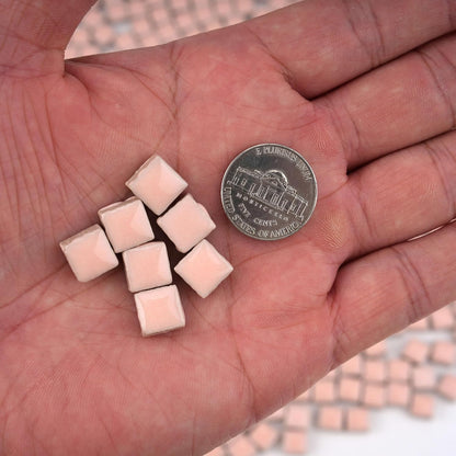 Ceramic Square Mosaic Tiles for Crafts, 10mm (3/8 in) Small Tiles for Detailed DIY Crafts & Frames, Essential Mosaic Supplies - 1 lb/Approx 450 Pcs (Blush Pink)