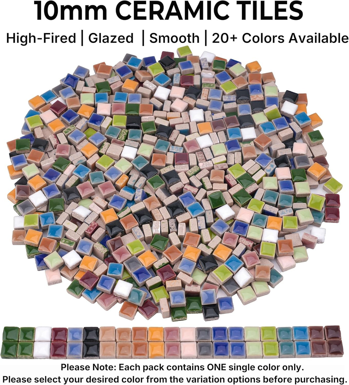 Ceramic Square Mosaic Tiles for Crafts, 10mm (3/8 in) Small Tiles for Detailed DIY Crafts & Frames, Essential Mosaic Supplies - 1 lb/Approx 450 Pcs (Blush Pink)