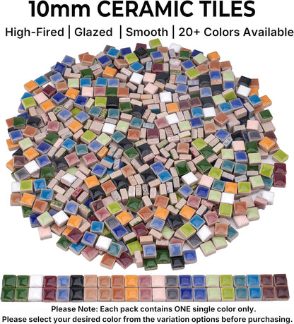 Ceramic Square Mosaic Tiles for Crafts, 10mm (3/8 in) Small Tiles for Detailed DIY Crafts & Frames, Essential Mosaic Supplies - 1 lb/Approx 450 Pcs (Blush Pink)