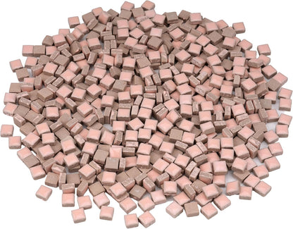 Ceramic Square Mosaic Tiles for Crafts, 10mm (3/8 in) Small Tiles for Detailed DIY Crafts & Frames, Essential Mosaic Supplies - 1 lb/Approx 450 Pcs (Blush Pink)