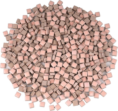 Ceramic Square Mosaic Tiles for Crafts, 10mm (3/8 in) Small Tiles for Detailed DIY Crafts & Frames, Essential Mosaic Supplies - 1 lb/Approx 450 Pcs (Blush Pink)