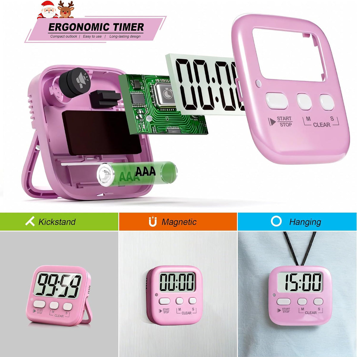 2 Pack Digital Timer for Kids Classroom Kitchen Timers for Cooking