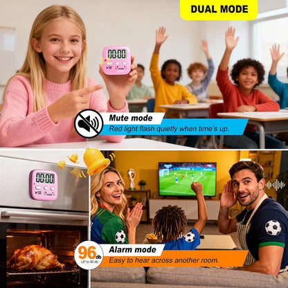 2 Pack Digital Timer for Kids Classroom Kitchen Timers for Cooking