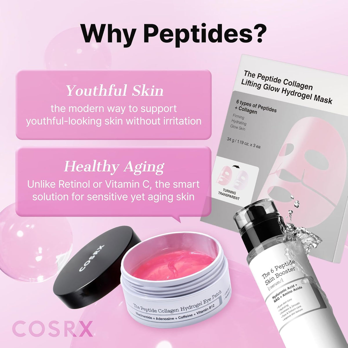 Pink Peptides Collagen Hydrogel Eye Patch for Puffy Eyes (60)