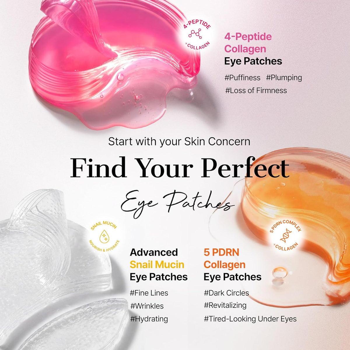 Pink Peptides Collagen Hydrogel Eye Patch for Puffy Eyes (60)