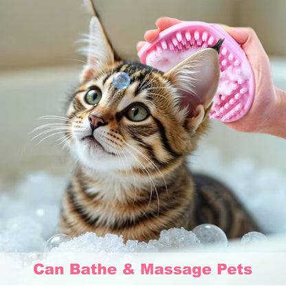 2 PCS Pink Pet Washing Gloves with Dog Bath Scrubber