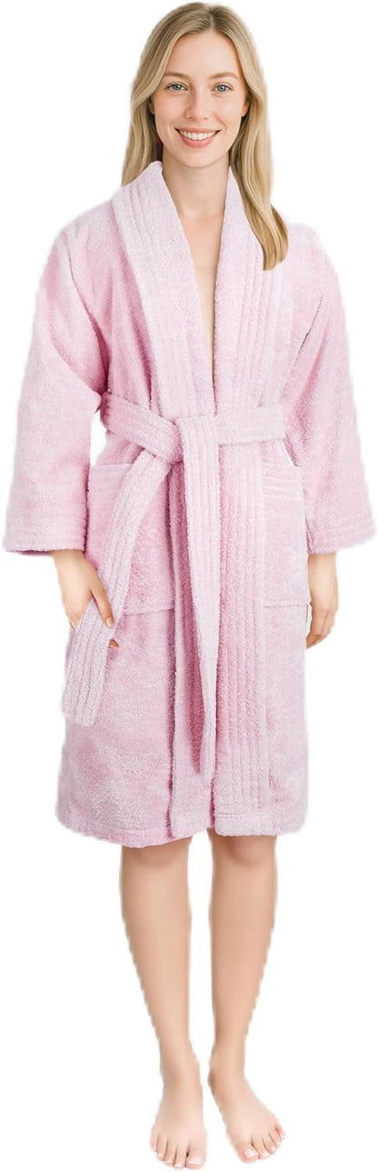 Women’s 100% Cotton Terry Bathrobe – Soft, Absorbent, Quick Dry Turkish Robes for Women Quality Housecoat
