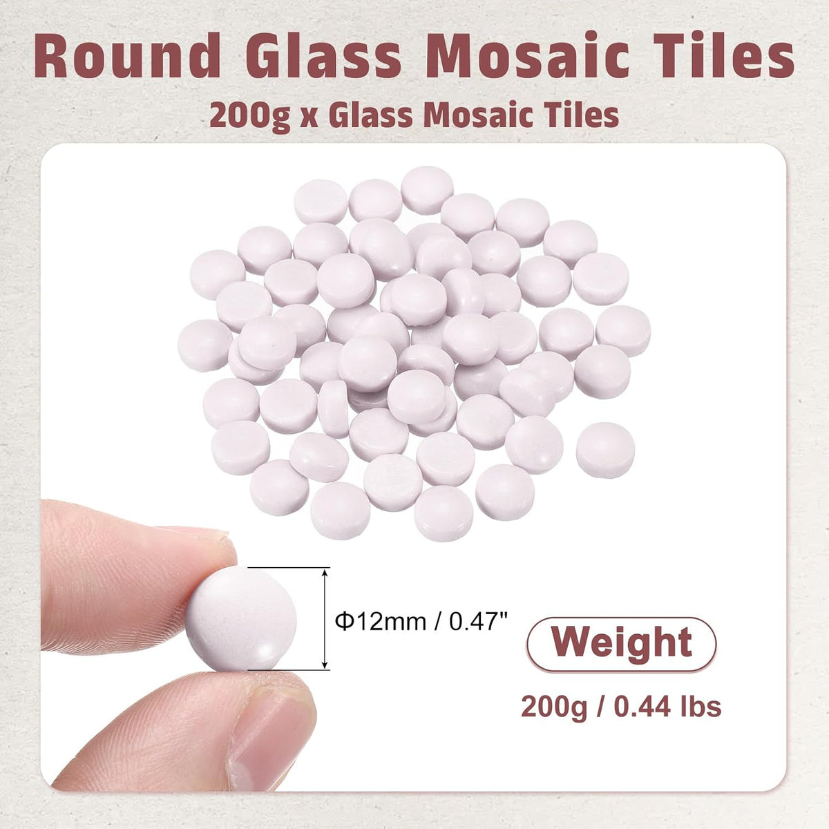 12mm Glass Mosaic Tiles, 200g Round Iridescent Glass Pieces Recycled Mosaic Tiles Bulk for Vase Flower Pots Aquarium Decor Garden Project DIY Art Craft, Purple Pink