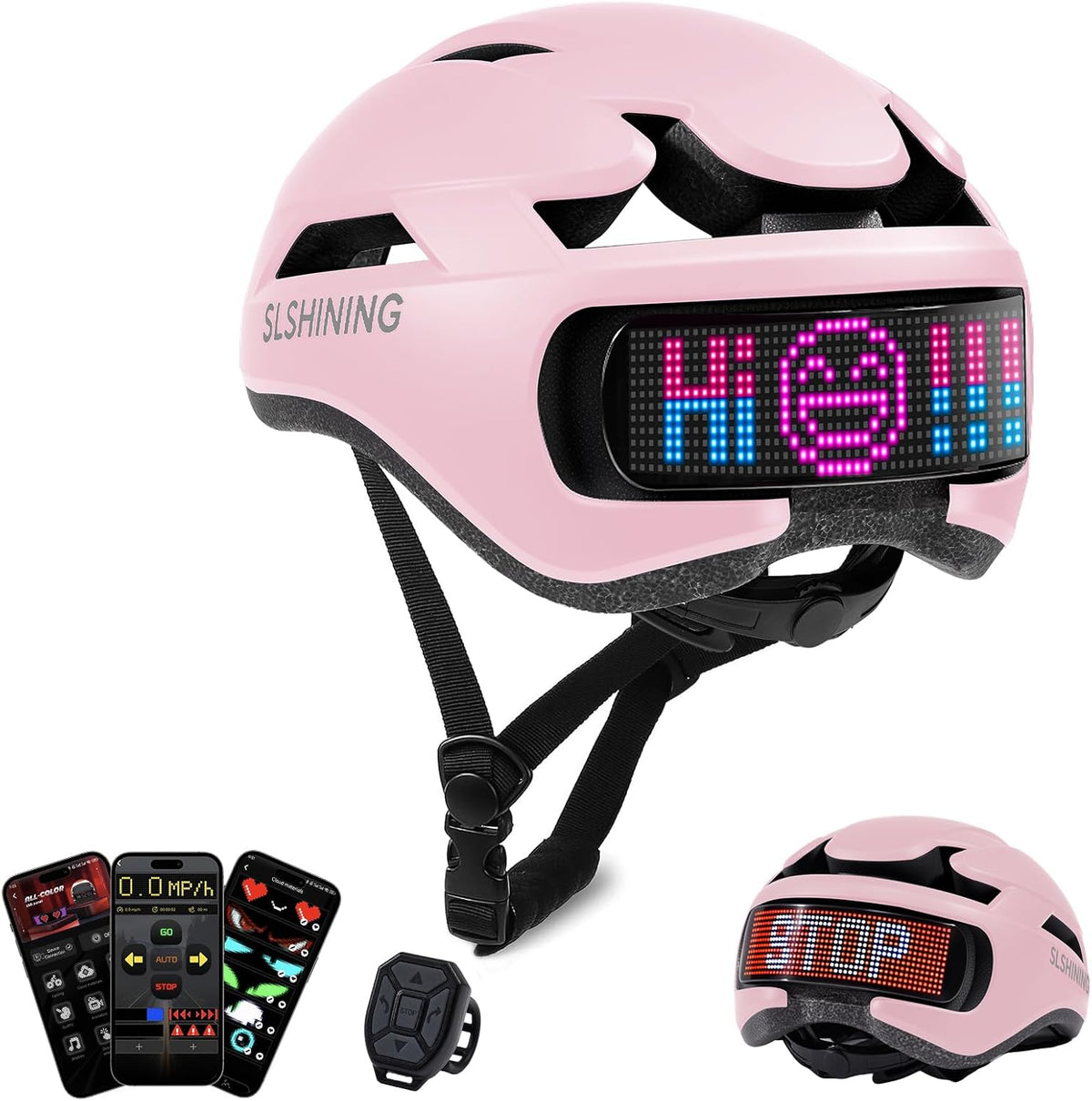 Bike Helmet, Bicycle Helmets with Light, 360° High Visibility LED Display, Lightweight Adjustable Mountain Bike Helmet with Turn Signals, Smart APP Controlled, Helmets for Adults, Youth, Men & Women