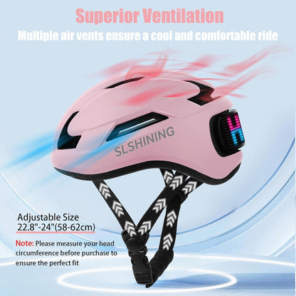 Bike Helmet, Bicycle Helmets with Light, 360° High Visibility LED Display, Lightweight Adjustable Mountain Bike Helmet with Turn Signals, Smart APP Controlled, Helmets for Adults, Youth, Men & Women