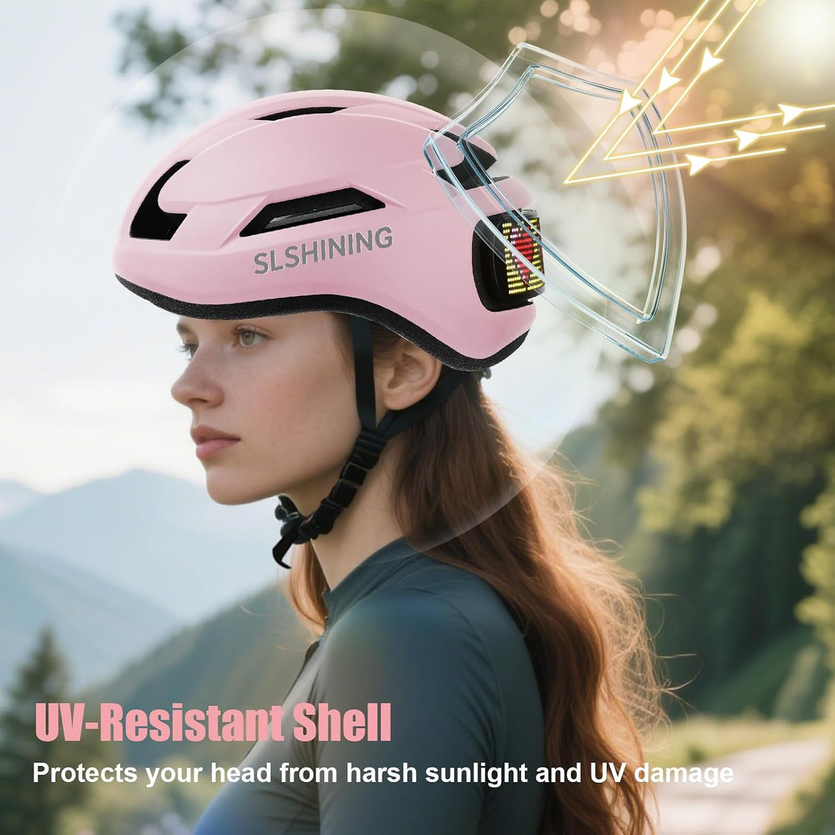 Bike Helmet, Bicycle Helmets with Light, 360° High Visibility LED Display, Lightweight Adjustable Mountain Bike Helmet with Turn Signals, Smart APP Controlled, Helmets for Adults, Youth, Men & Women