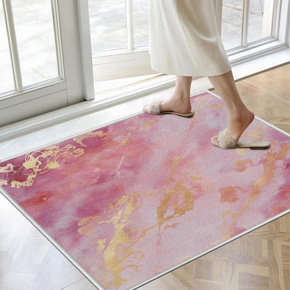 Peach Marble Rug 5'x7' Non Slip, Modern Aesthetic Area Rug for Bedroom