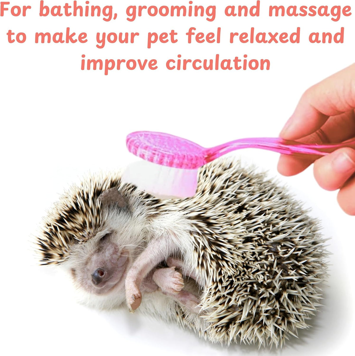Hedgehog Toe Nail Clippers and Comb Set, 2 Pcs Hedgehog Soft Cleansing Brush and Toenail Clipper with Magnifier, Hedgehogs Massage Combs and Small Nail Clippers, Small Pet Grooming Supplies (Pink)