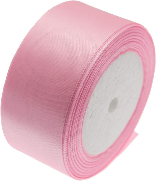 25 Yards 1-1/2 inch Pink Satin Ribbon for Gift Wrapping | Wedding, Bows, Colorfast Polyester Fabric Thick Ribbon for Bouquets Party Decor Crafts Handmade Flower DIY