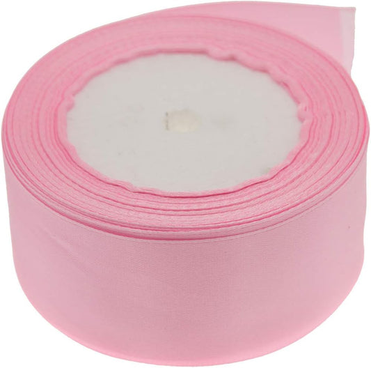 25 Yards 1-1/2 inch Pink Satin Ribbon for Gift Wrapping | Wedding, Bows, Colorfast Polyester Fabric Thick Ribbon for Bouquets Party Decor Crafts Handmade Flower DIY