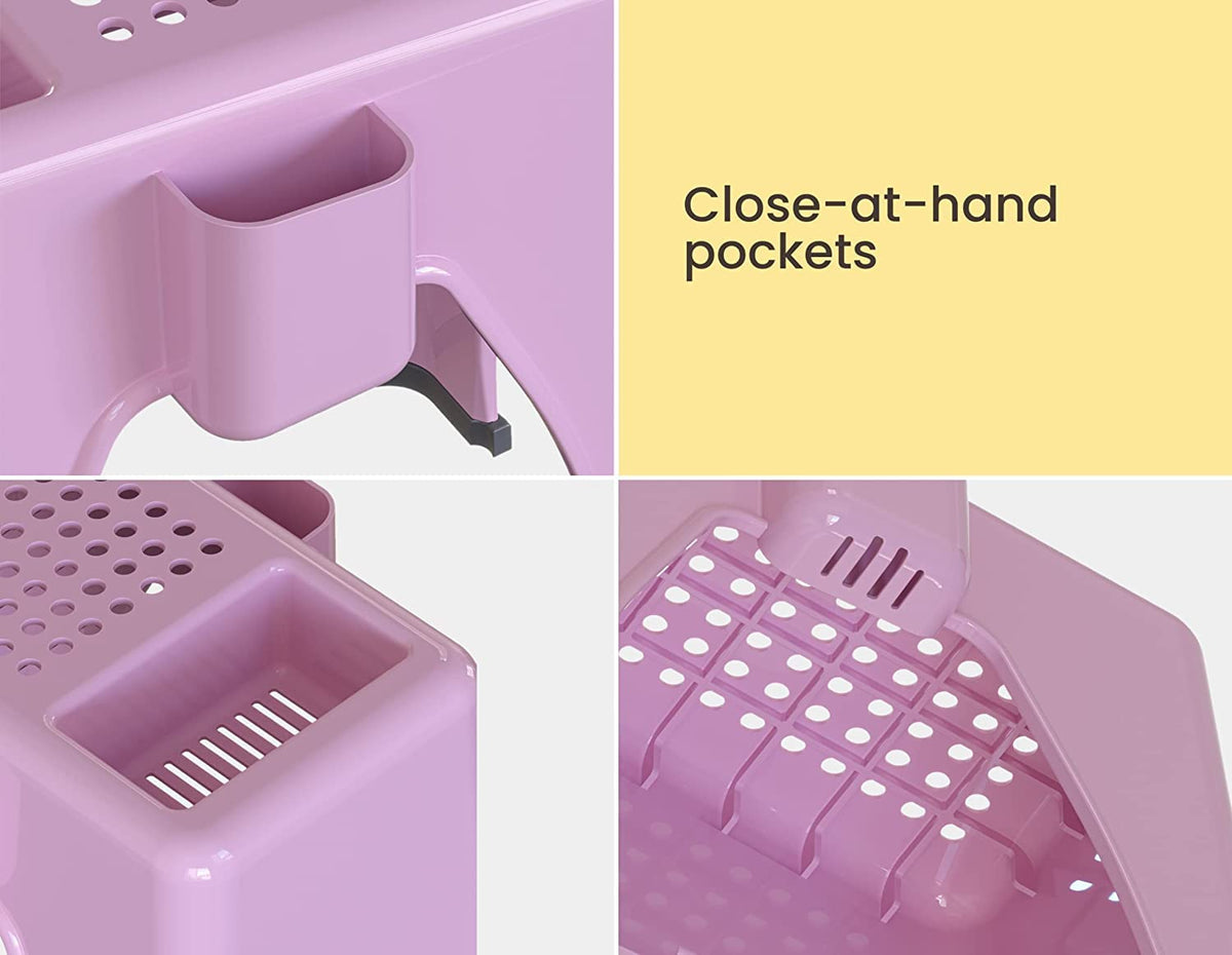Extra Tall Shower Foot Rest with 3 Pockets 10 x 7.8 x 13 in - Pink