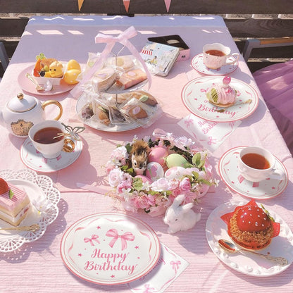 Pink Bow Birthday Party Supplies 108 Pcs Pink Bow Plates Napinks Coquette Birthday Decorations Bow Tableware Decorations Serves 36 Guest for Girls Bachelorette Bridel Party Decor