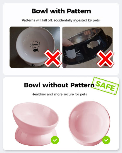Elevated Cat Food Bowl, 5 Oz Ceramic Raised and Tilted Water Bowl, Anti Vomiting and Protect Pets' Spines Dishes for Small Dog, Fat Faced Cat, Kitten (Pink, 1 Pack)