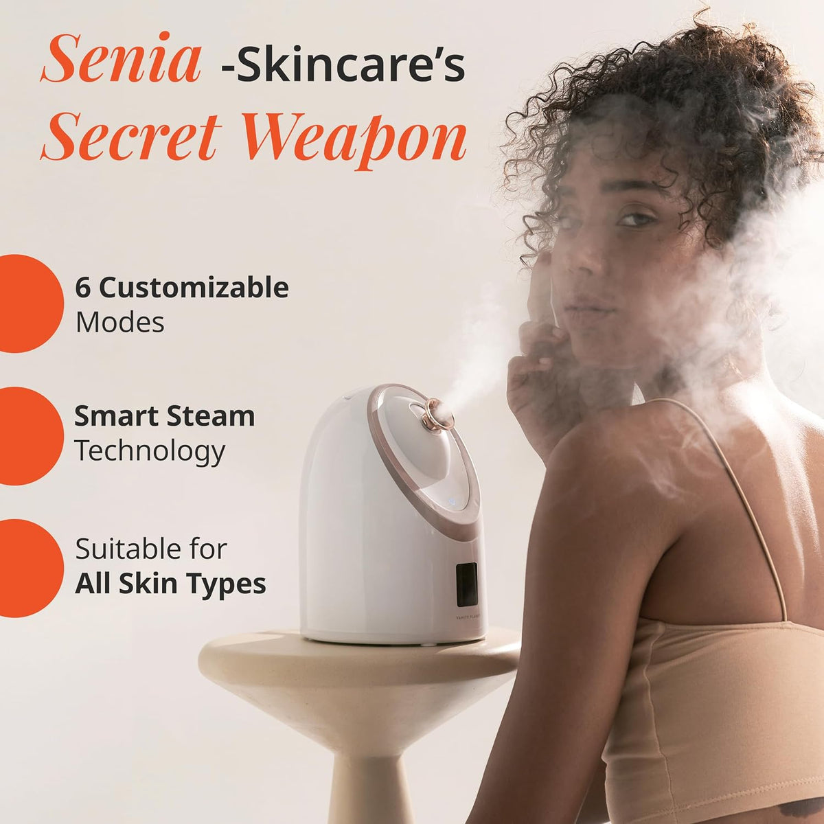 Senia Hot and Cold Facial Steamer - Face Steamer for Facial Deep Cleaning, Aromatherapy, Detoxifying and Moisturizing - Steamer for Face with 6-Mode Smart Steam Technology