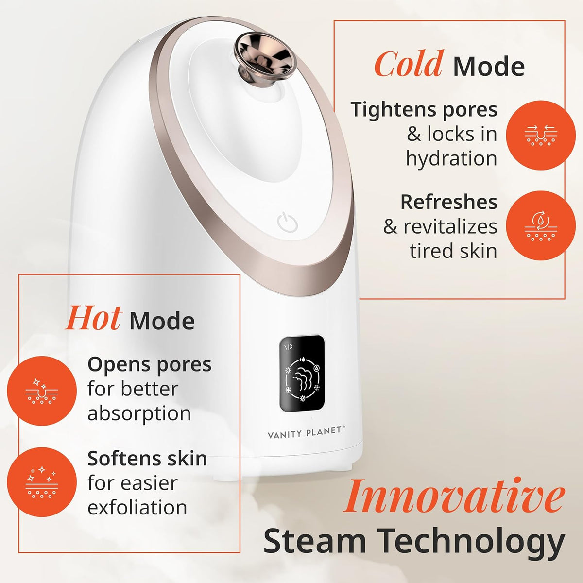Senia Hot and Cold Facial Steamer - Face Steamer for Facial Deep Cleaning, Aromatherapy, Detoxifying and Moisturizing - Steamer for Face with 6-Mode Smart Steam Technology