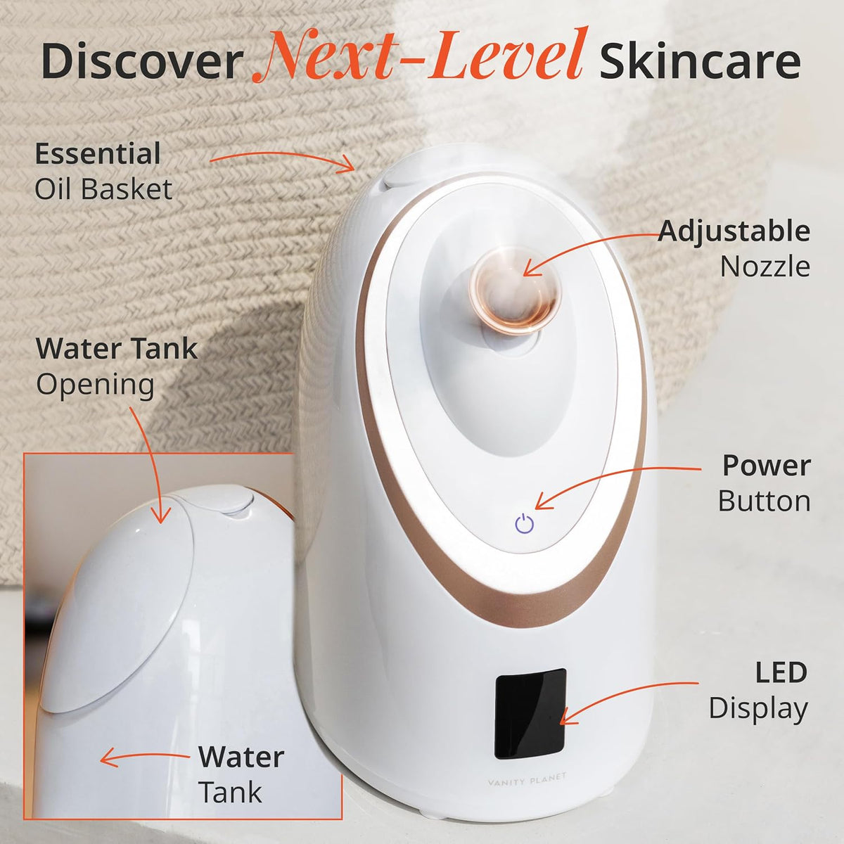 Senia Hot and Cold Facial Steamer - Face Steamer for Facial Deep Cleaning, Aromatherapy, Detoxifying and Moisturizing - Steamer for Face with 6-Mode Smart Steam Technology