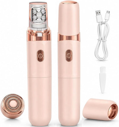 Pro 3.0 Women Face Epilator - 2-in-1 Plxuyepli Gentle Root Removal for Coarse & Fine Hair for Upper Lip, Chin, Eyebrows & Cheeks (Pink)