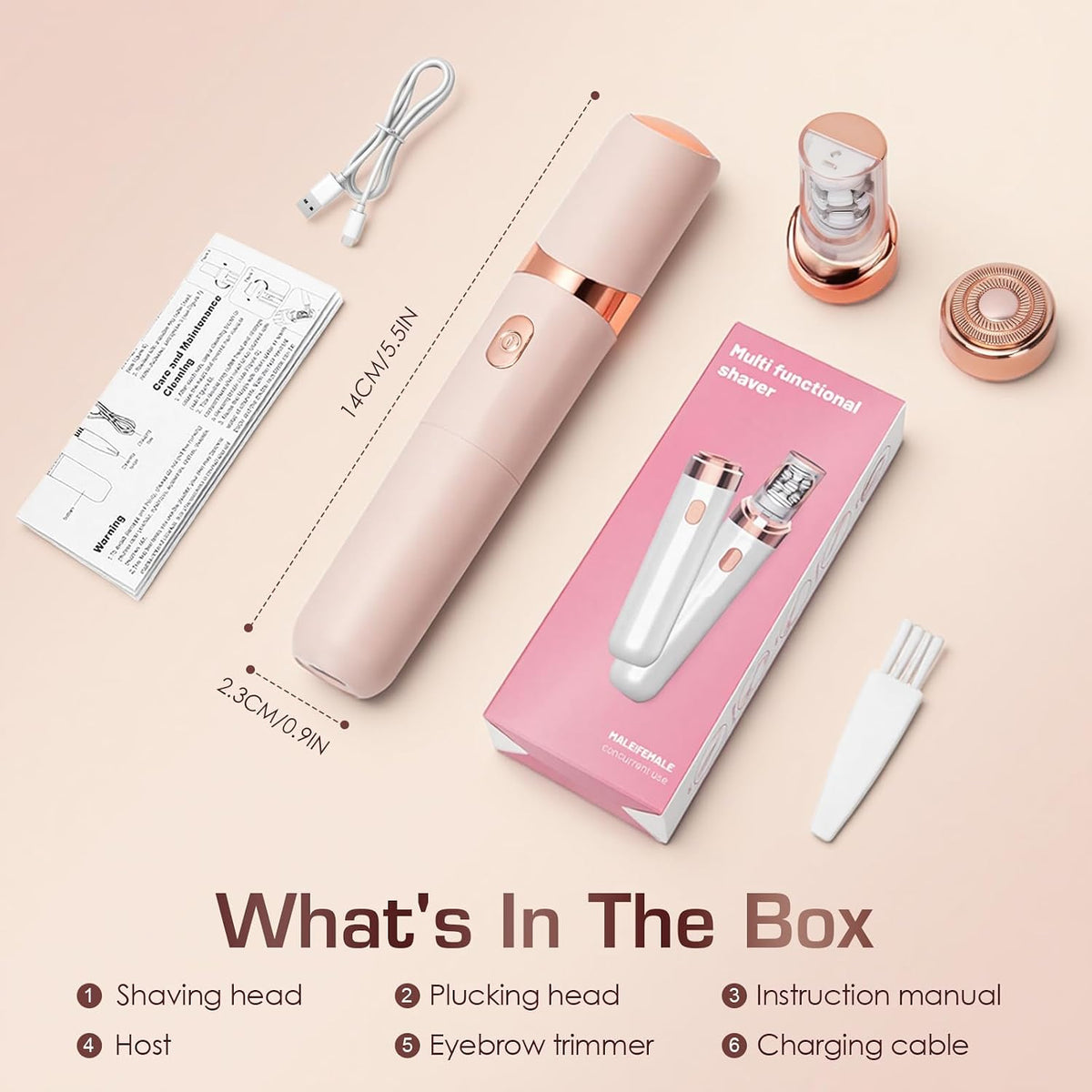 Pro 3.0 Women Face Epilator - 2-in-1 Plxuyepli Gentle Root Removal for Coarse & Fine Hair for Upper Lip, Chin, Eyebrows & Cheeks (Pink)