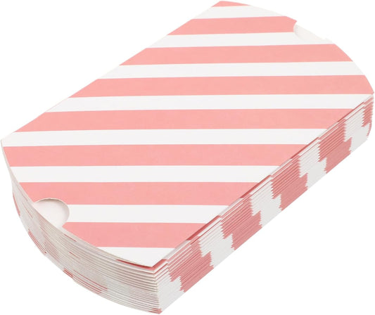 GALPADA 20Pcs Pink Striped Pillow Gift Boxes Paper Treat Boxes for Baking Desserts Weddings Parties Durable and Creative Favor Packaging