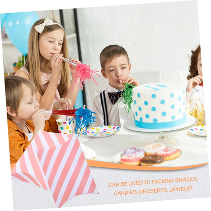 GALPADA 20Pcs Pink Striped Pillow Gift Boxes Paper Treat Boxes for Baking Desserts Weddings Parties Durable and Creative Favor Packaging