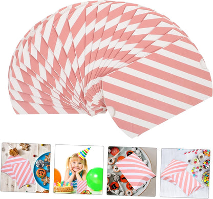 GALPADA 20Pcs Pink Striped Pillow Gift Boxes Paper Treat Boxes for Baking Desserts Weddings Parties Durable and Creative Favor Packaging