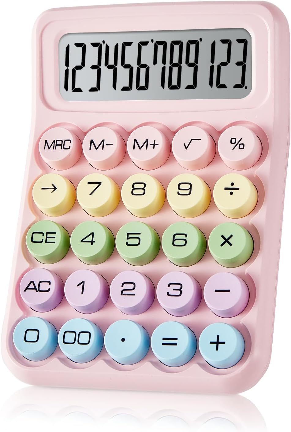 Mechanical Calculator, Cute Pink Desk Calculator, Large Buttons