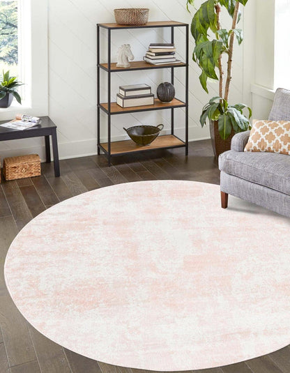 Eos Collection Area Rug - Borealis (5' 3" Round, Carnation Pink/ Ivory)