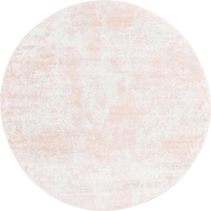 Eos Collection Area Rug - Borealis (5' 3" Round, Carnation Pink/ Ivory)