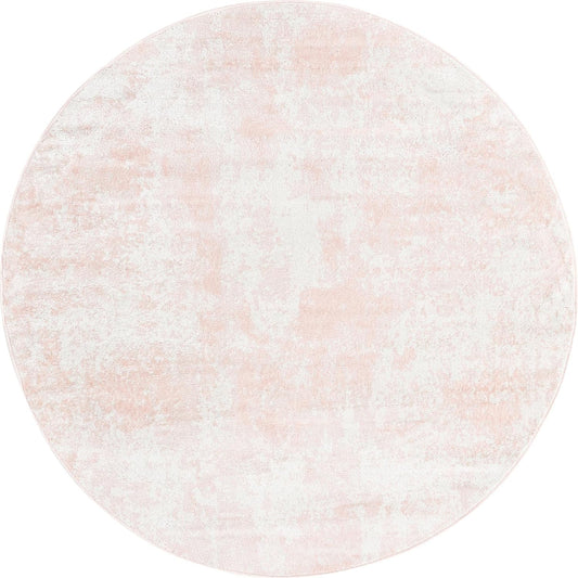 Eos Collection Area Rug - Borealis (5' 3" Round, Carnation Pink/ Ivory)