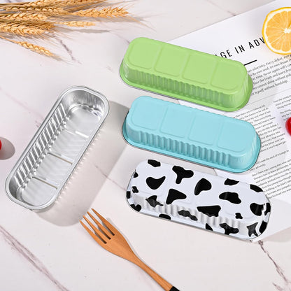 Mini Loaf Baking Pans with Lids and Spoons (50 Pack, 6.8oz) Rectangle Aluminum Foil Baking Pans Tins Containers - Cupcake Containers Wrappers Cheesecake Creme Brulee Ramekins